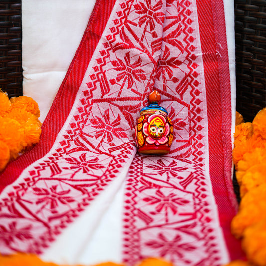 Handloom - Red & Off White
