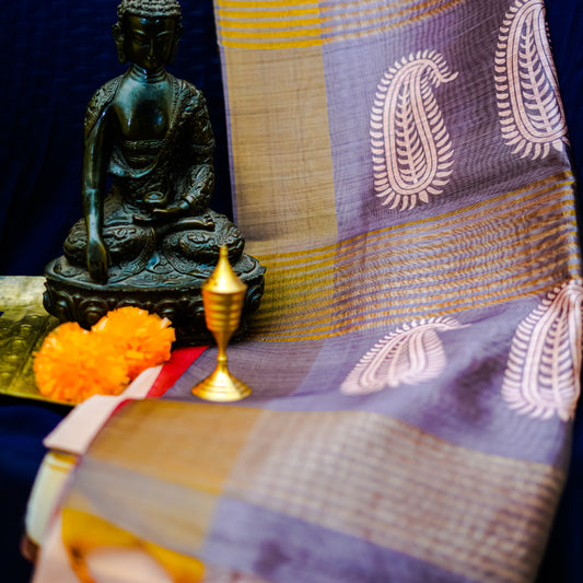 Masaara - Grey Colour & Leaf Design with Golden