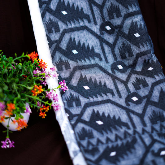 Korat Jamdani - Black & White