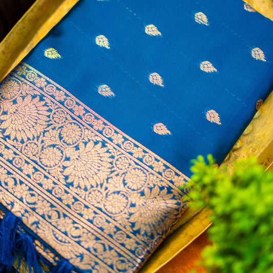 Art Benarasi Silk - Blue & Golden