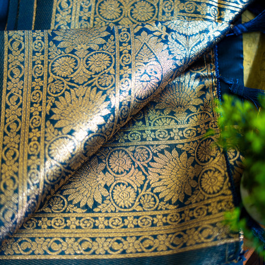 Art Benarasi Silk - Blue & Golden