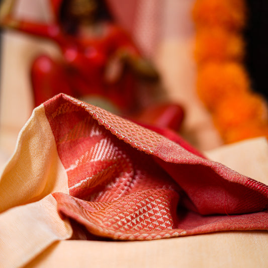 Handloom - Red & Off White