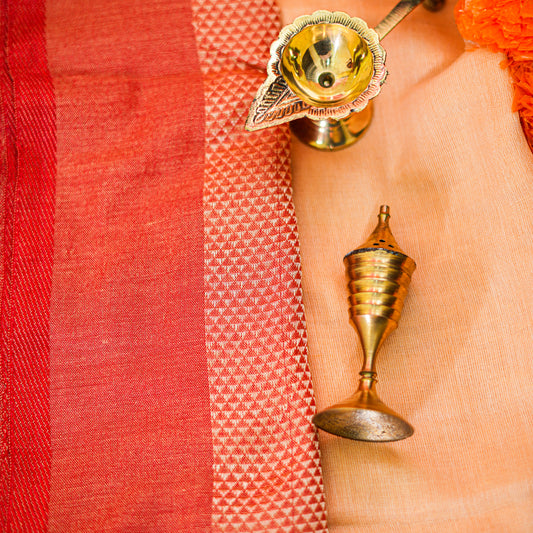 Handloom - Red & Off White