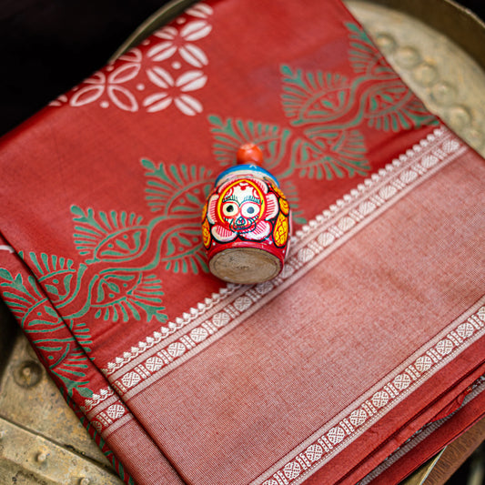 Toshor Block Print  - Red