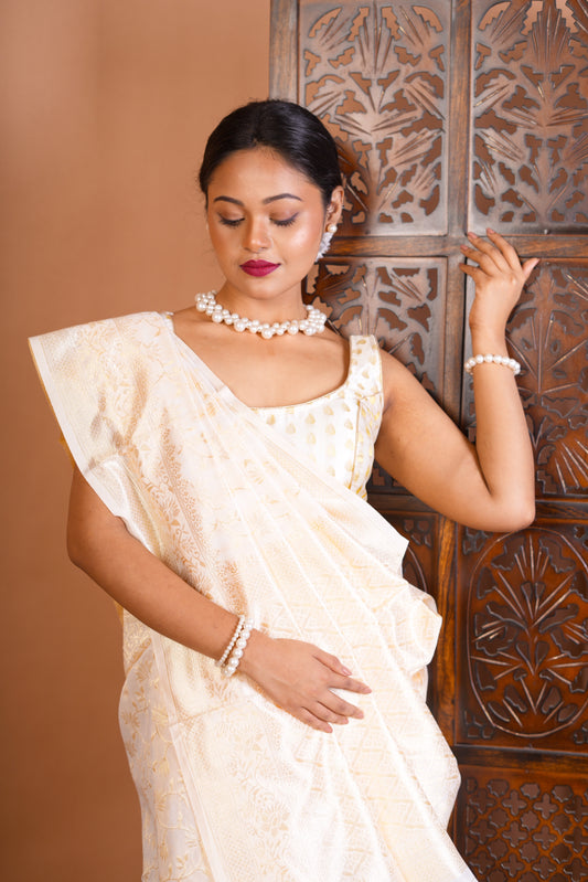 Tissue Saree - White